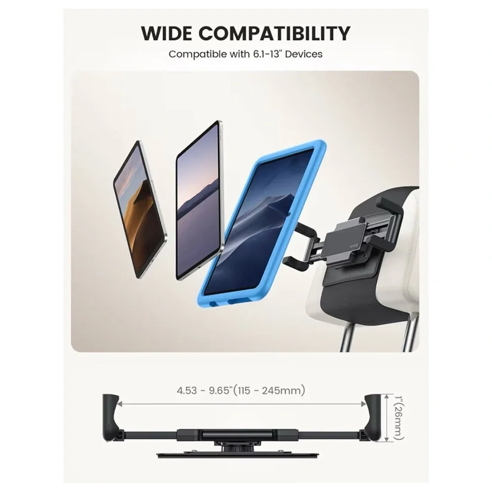 Tablet holder for car headrest